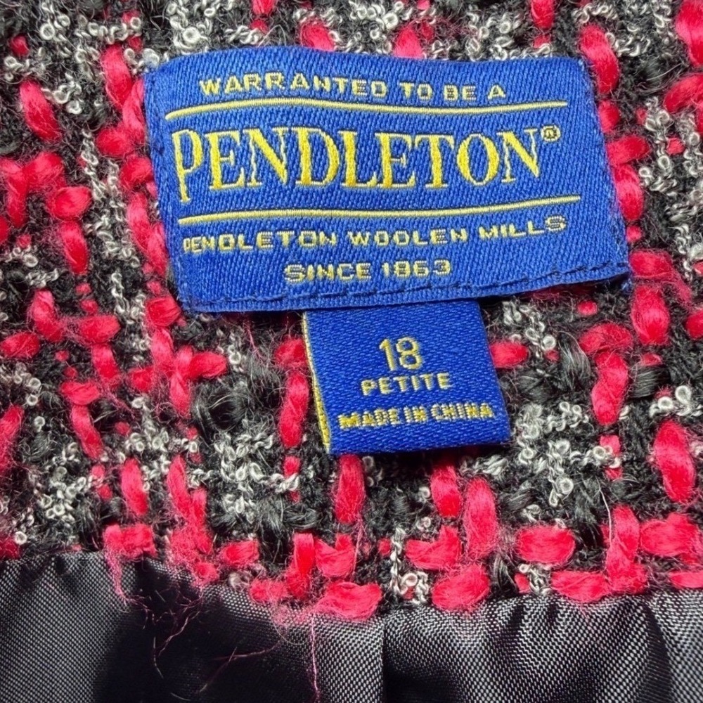 Pendleton Wool Blazer Women Size 18 Petite Pink Black  Blend Jacket - Picture 2 of 7